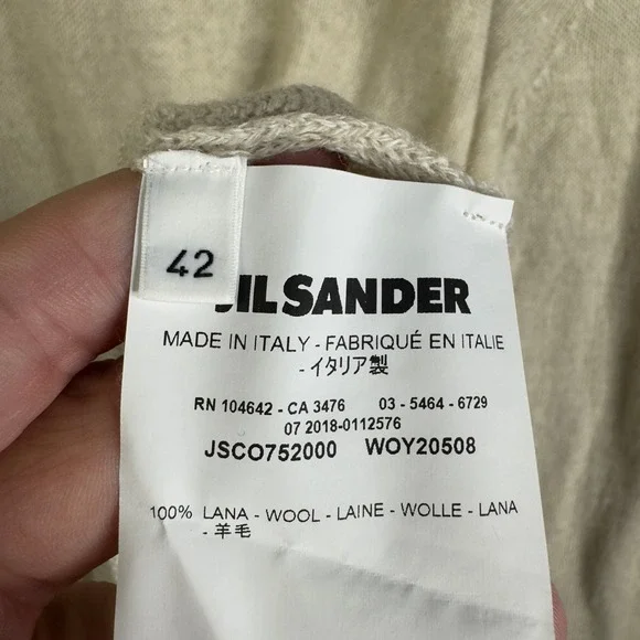 Jil Sander Wool Sweater Made in Italy Beige Minimalist Knitwear Menswear 42 XL - Picture 5 of 8